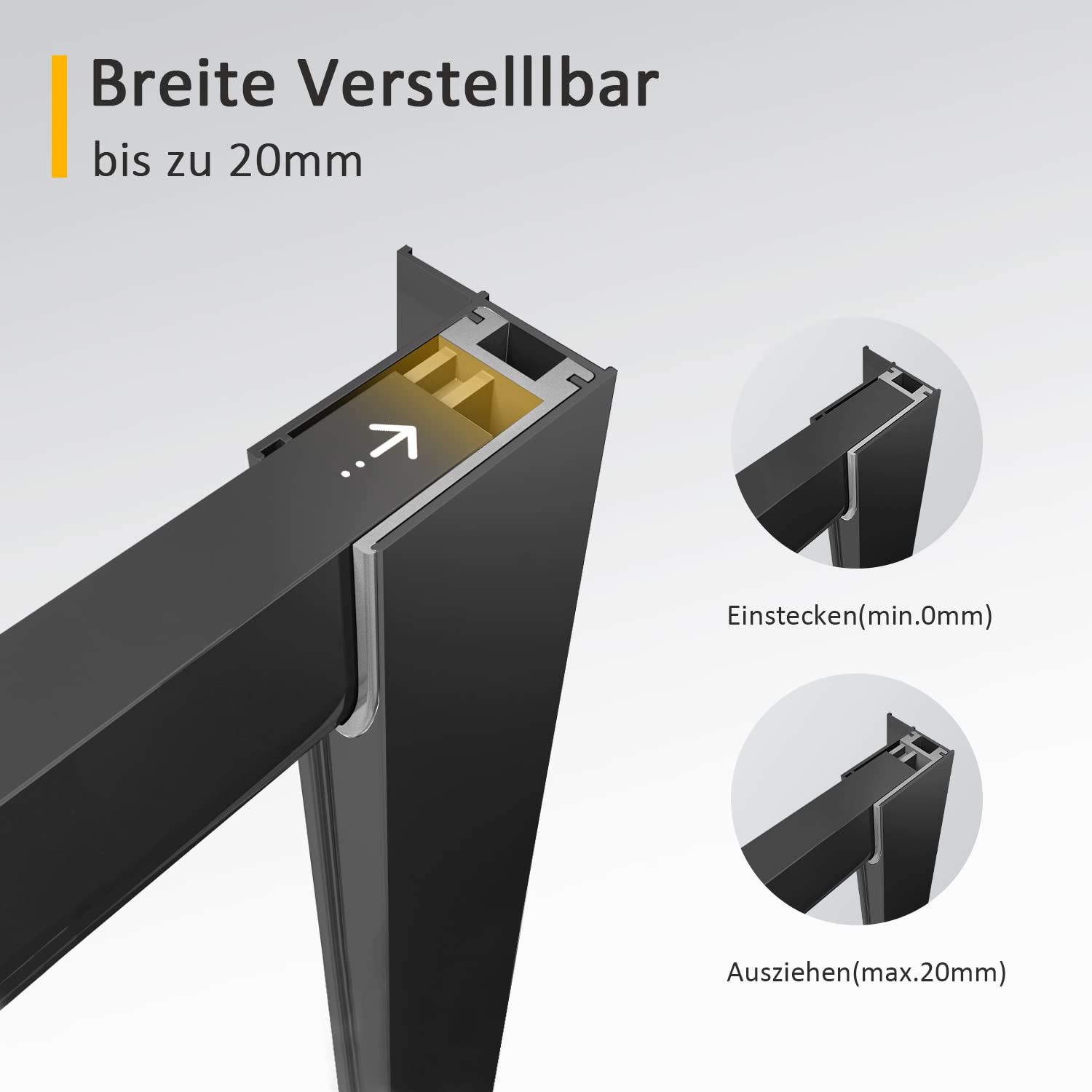 Eckeinstieg Duschkabine 80x80x185cm Schiebetür, Duschschiebetür Duschabtrennung Doppel Schiebetür mit 6mm ESG Glas, Mattes Schwarz Duschwand Sicherheitsglas, Duschtür Höhe 185cm
