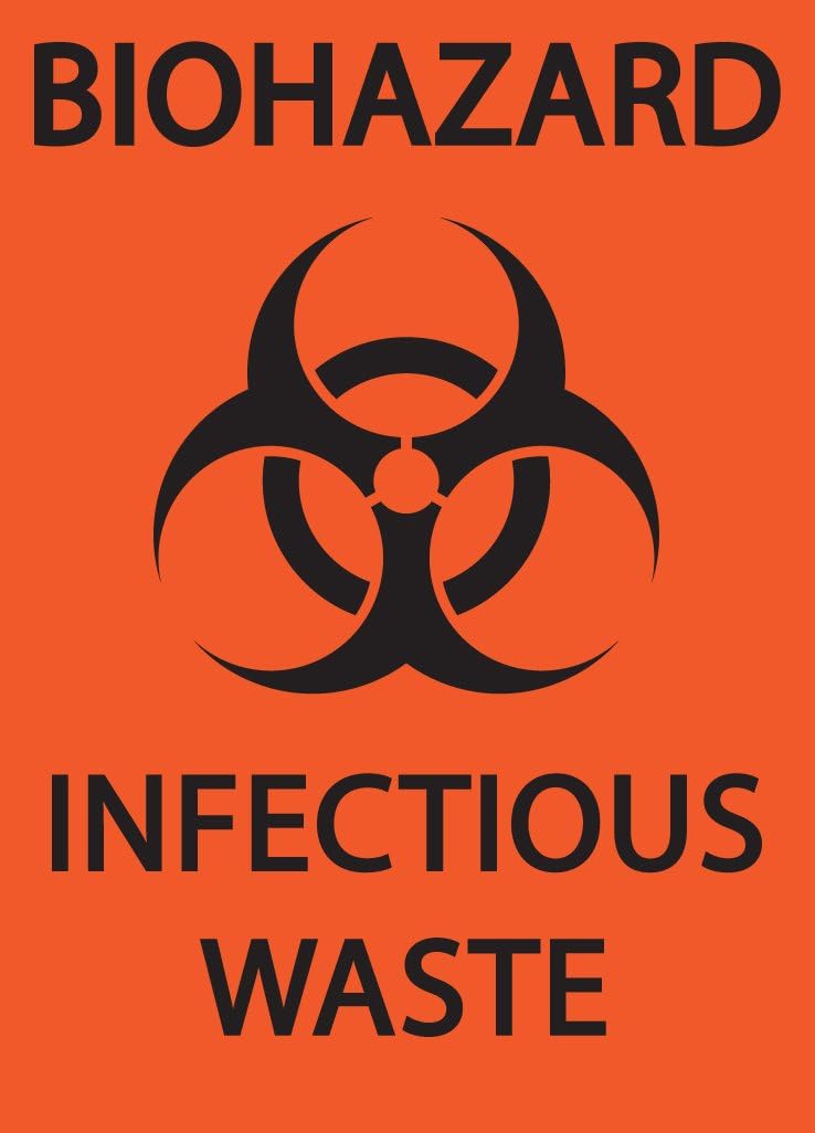 Zing Green Products 1915S Recycled Polystyrene "Biohazard Infectious Waste" Safety Sign, Self-Adhesive, 10" Length, 7" Width, Black on Orange
