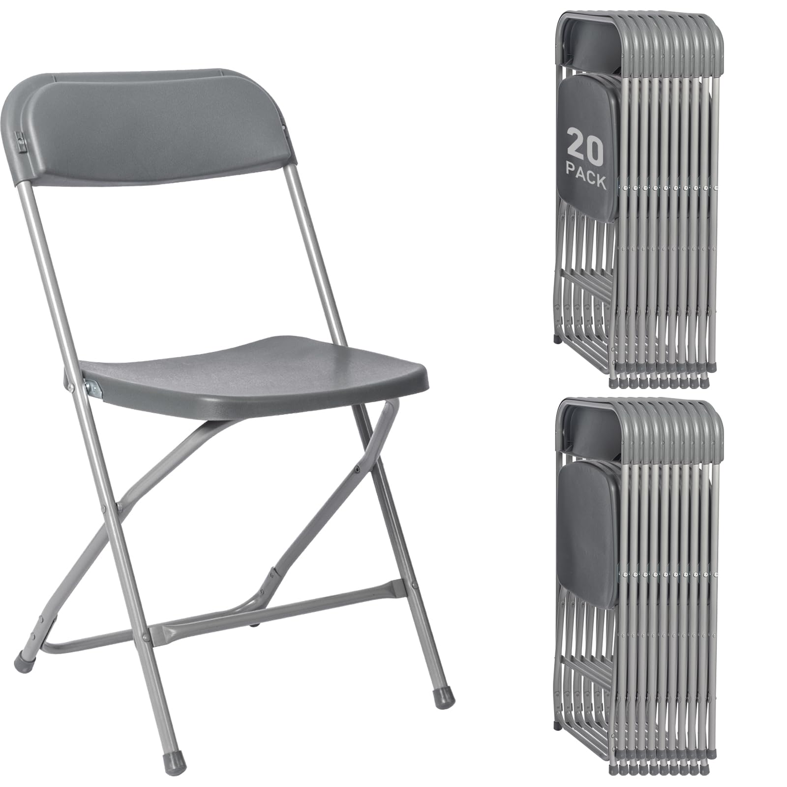 SEALAMB Plastic Folding Chair for Indoor Outdoor Use, Comfortable Foldable Chair with Metal Frame, Commercial Chairs for Party, Wedding, School,
