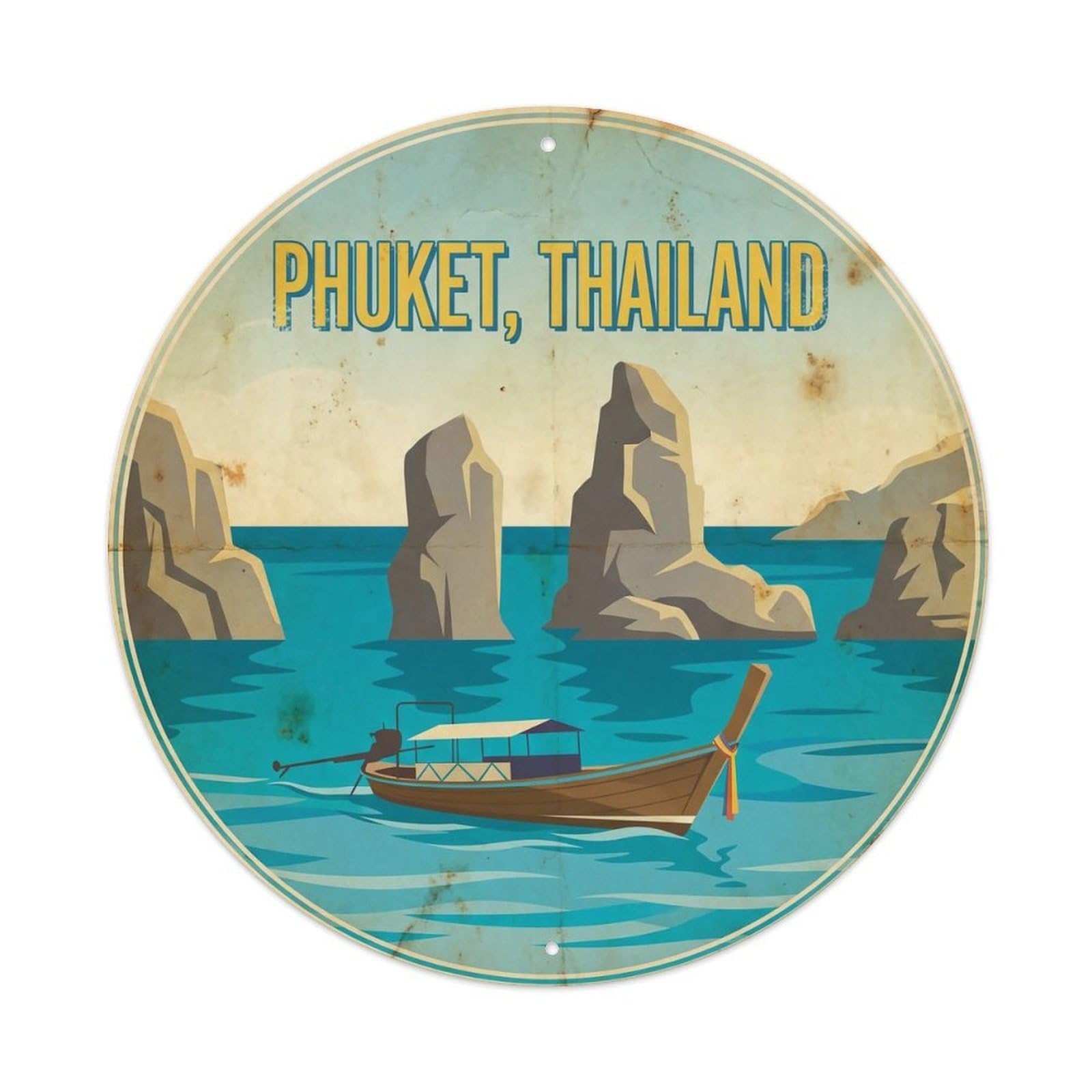 Odgynaw 8X8inch(20X20cm) Phuket Similan Islands Island Lagoon Travel Beach Metal Tin Sign