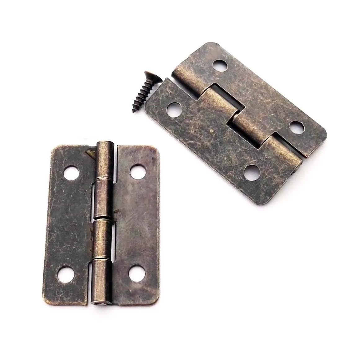 Rmwkrmogrf Small 12X13mm Gold Mini Small Heavy Duty Large Wooden Box Case Cabinet Door Hinge With Screws 4 Sizes 12Pcs(Small 12X13mm Gold)