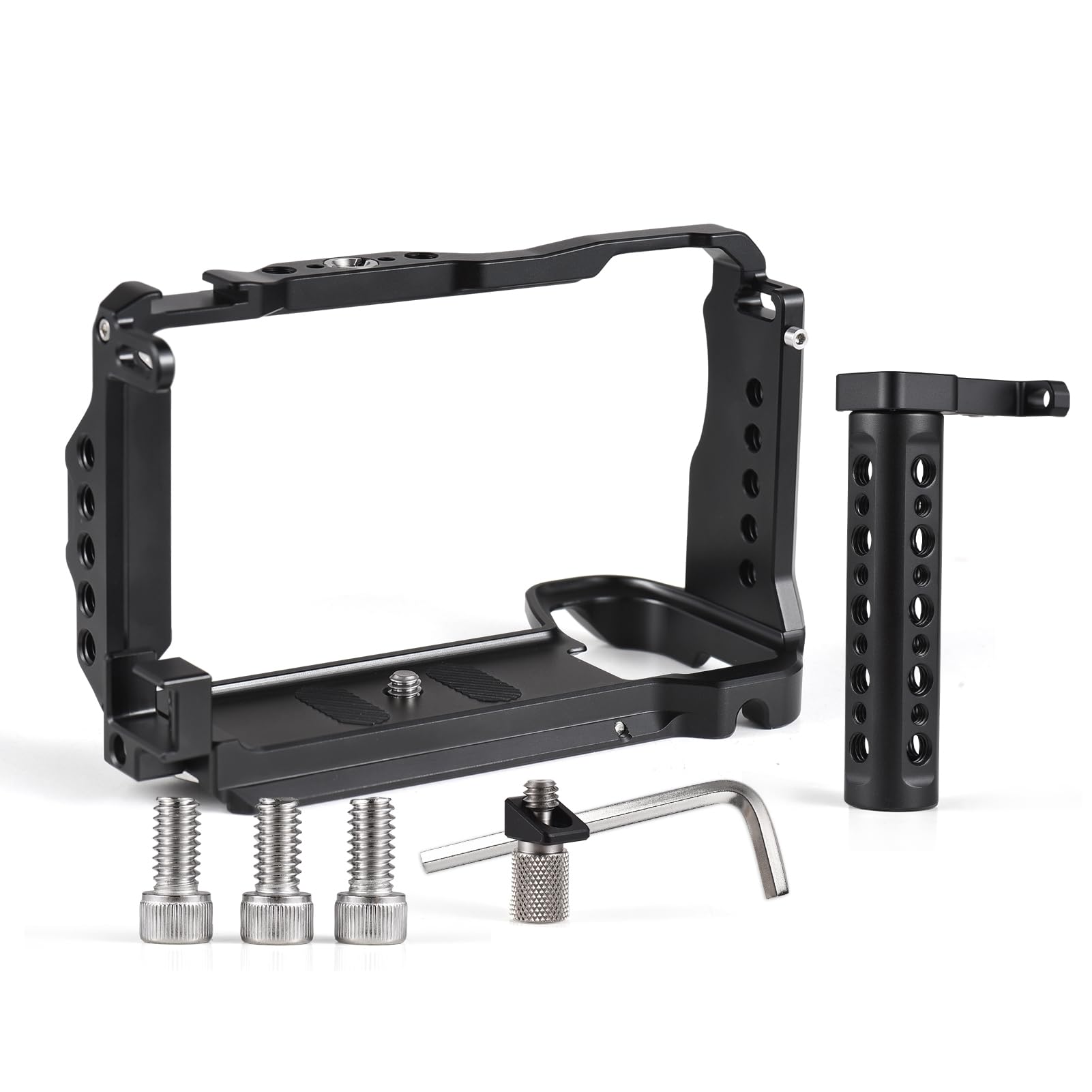Andoer Estabilizador De Cámara Jaula De Cámara Kit De Manija Superior De La Cámara De La Aleación De Aluminio Con Ranura Para Llave Magnética Soporte Con Cámara Sony A6700