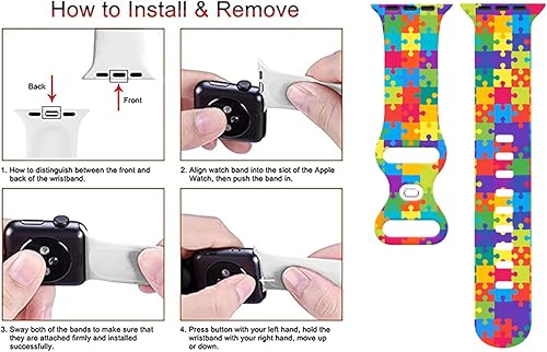 Miniatura 4 de Correa de reloj del 4 de julio del Día de la Independencia compatible con Apple Watch, correas de silicona suave, repuesto ajustable para las series