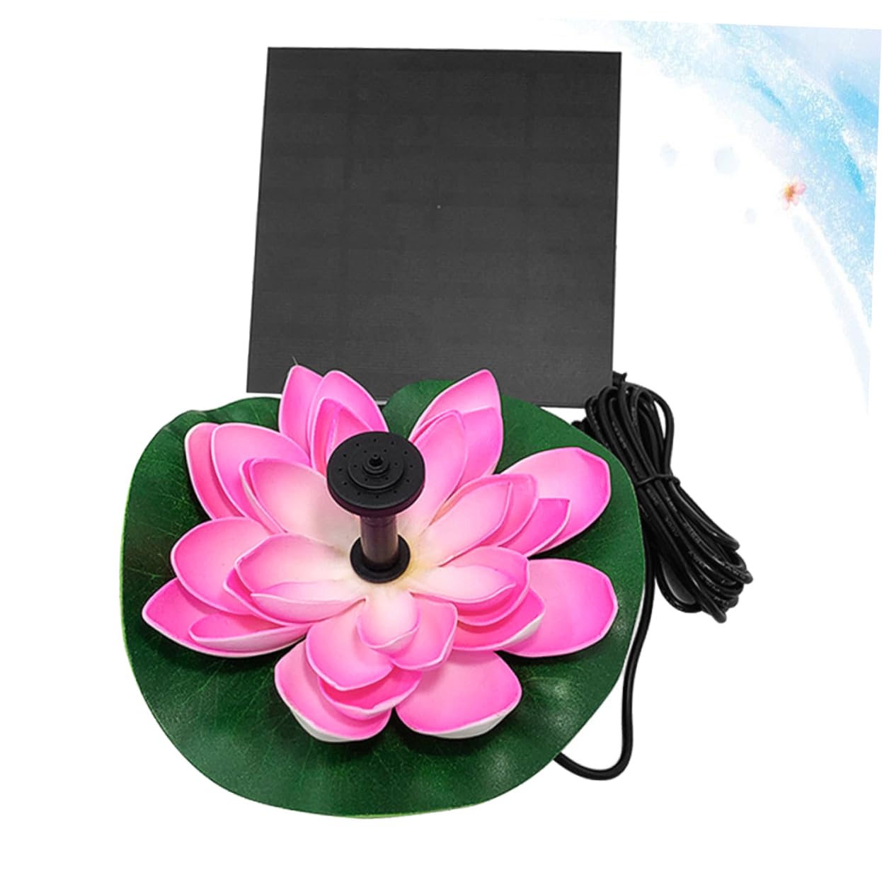 Solar Fountain Pompa 7v 2, 5w a Forma di Loto, Plastica Verde | Fontana ad Energia Solare, Fontana Laghetto Energia Solare, Vacanze Estive, 180l/h, Testa 100cm