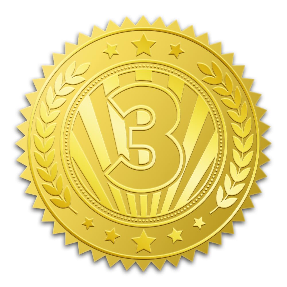 WADORN 100Pcs Third Place Medal Gold Foil Stickers, 2 Inch 3rd Place Gold Embossed Envelopes Seals Round Self Adhesive Certificate Seal Labels for DIY Crafts Cards Game Contests Sports Competitions
