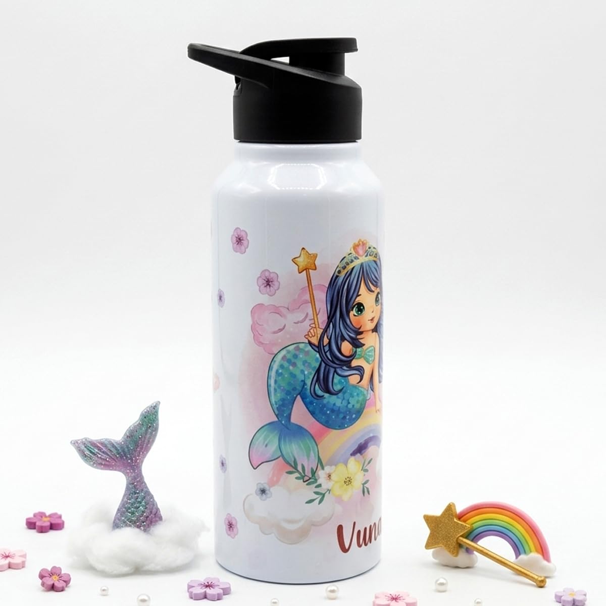 Personalized Mermaid Sipper Bottle - Custom Name Gift -4