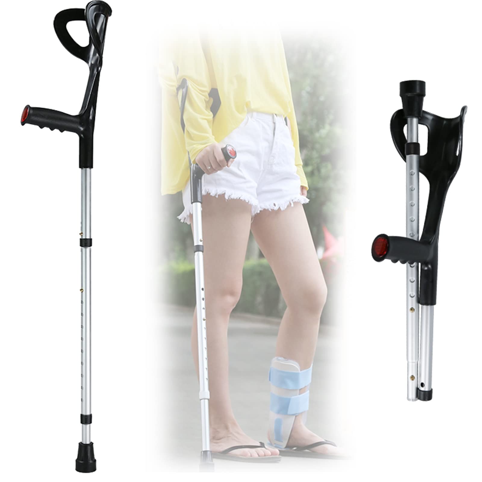 ADITAM Muletas de antebrazo Plegables, Bastones Ajustables livianos para Adultos, diseño ergonómico con Tapa Antideslizante para los pies, adecuadas para una Altura de 140-190 cm/4' 5''-6'