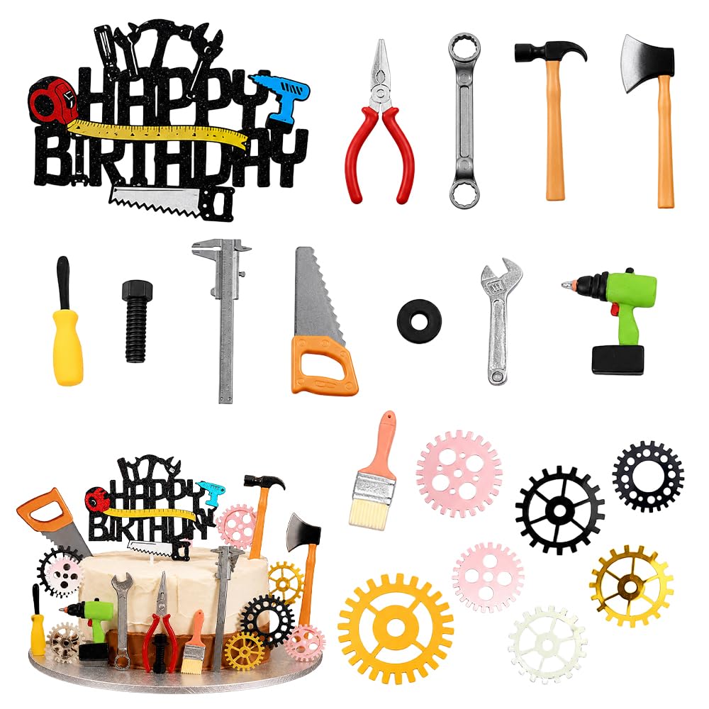 20Pcs Tool Cake Toppers Birthday Parties and DIY Celebrations