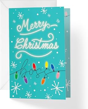 Christmas Card For Boss | Your Card Helps Animals In Need |5x7.5 | Single Card + Envelope | Women Owned Small Business Made in USA | XMASBOSS1