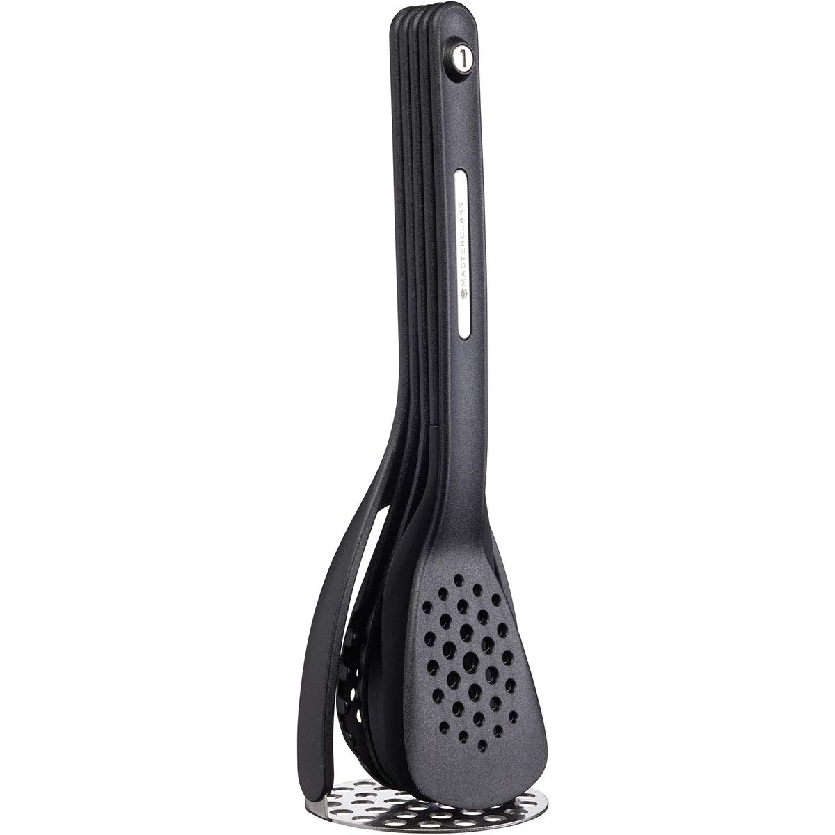 Kitchen Craft - Kit de 5 Ustensiles de Cuisine Magnétiques en Silicone, Rangement Facile, 9 x 9 x 30 cm - Noir