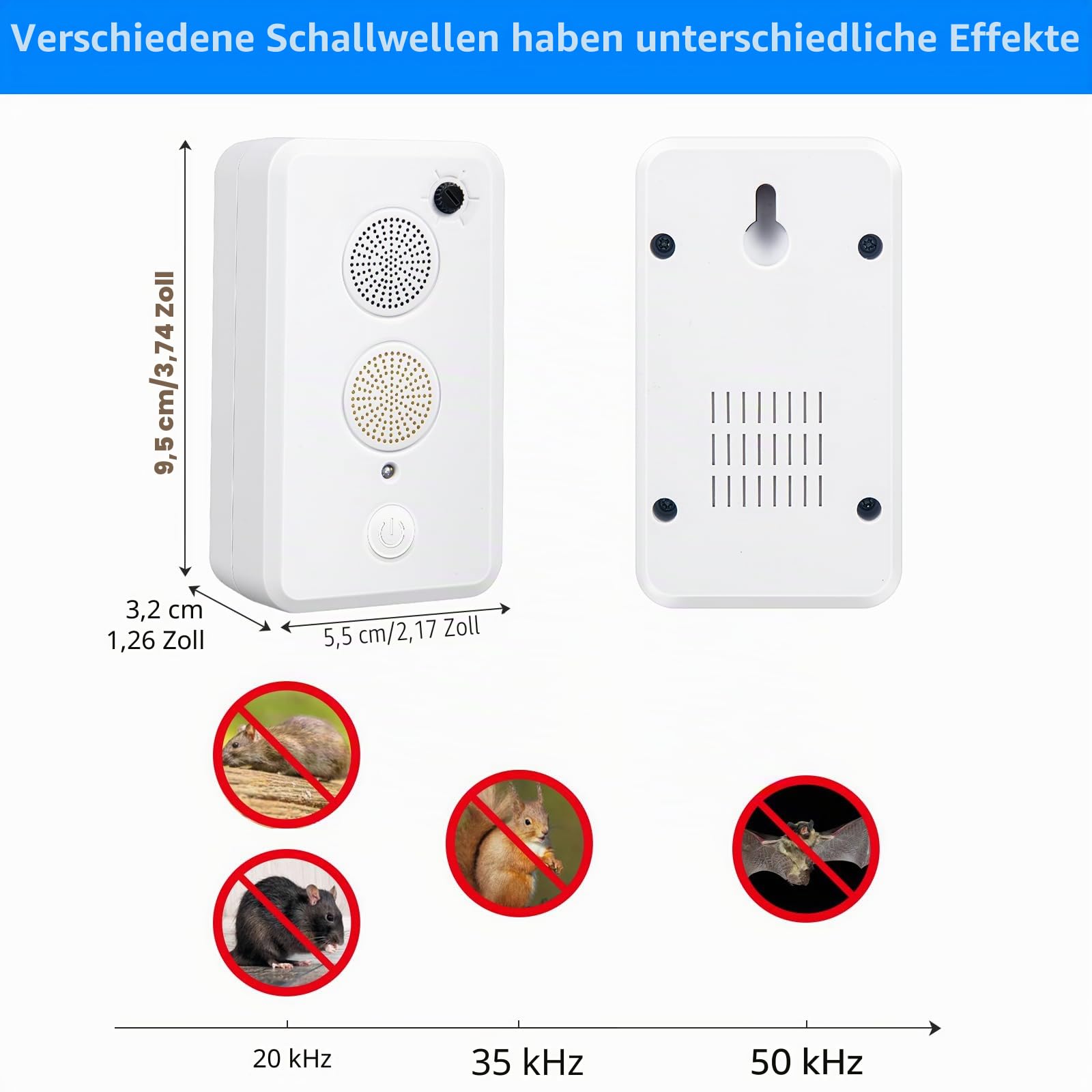 2 Stück 2025 Ultraschall Fledermausabwehr Abschreckung Geräte für Dachboden Elektronisches Fledermaus-Abwehrsystem für Veranda Haus Schädlingsbekämpfung, freundlich für Mensch und Haustier
