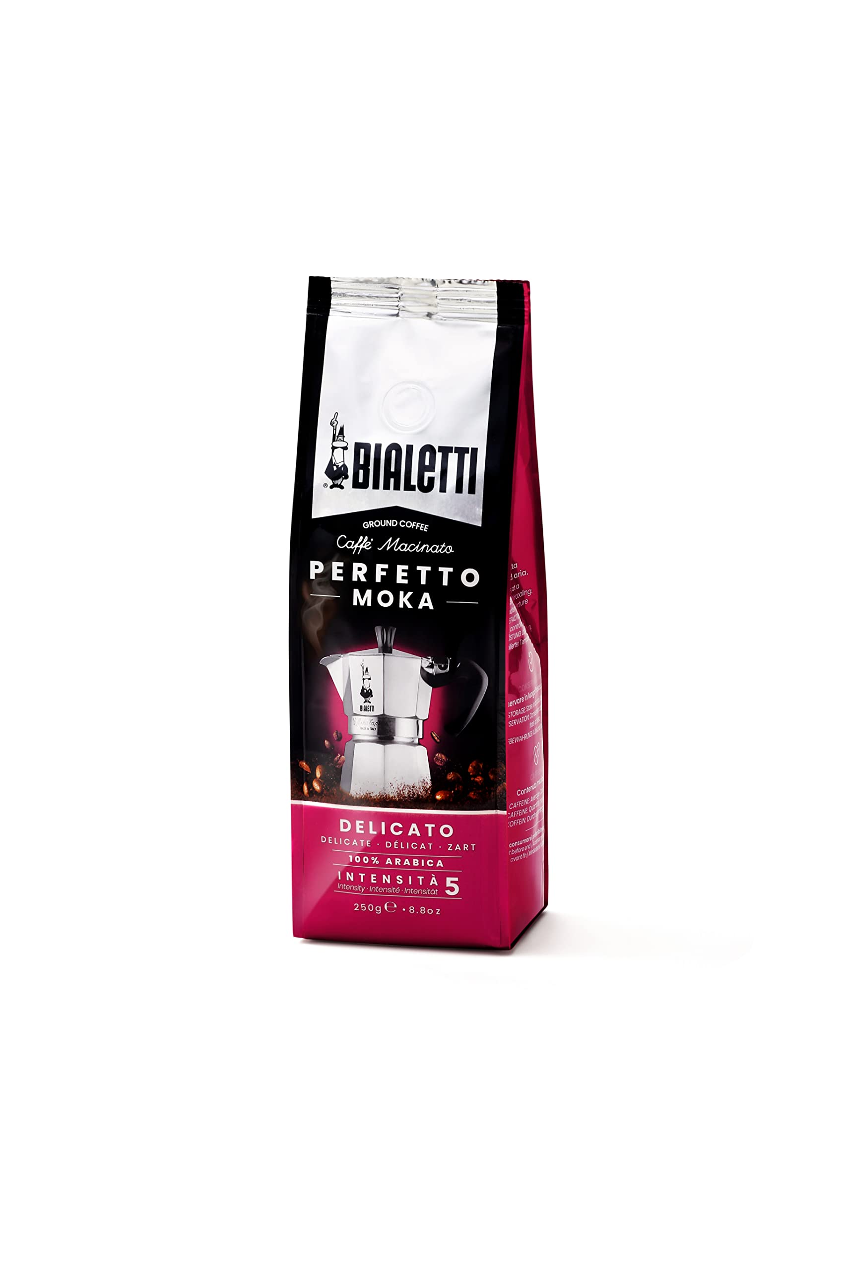 Bialetti - Perfetto Moka Delicato: Light Roasting Ground Coffee, Flowers and Dried Fruit Aroma, 8.8 Oz - 250g, Bag with Flavour-Saving Valve