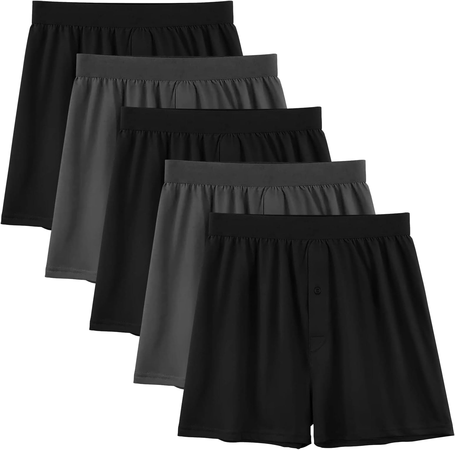 Underwear Mens Boxers Cotton Underwear for Men Boxer Shorts knit, D:black Boxer Shorts-5 Pack, Medium