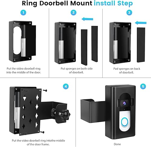 Miniatura 8 de Soporte de timbre de video antirrobo, compatible con timbre de video inalámbrico RingBlink 433 Plus21(versión 2020), soporte sin taladro para