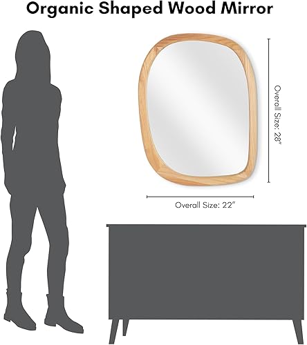 Miniatura 10 de Americanflat Espejo asimétrico en sicomoro negro, espejo de pared irregular de 22 x 28 pulgadas para baño, sala de estar, entrada y espejo