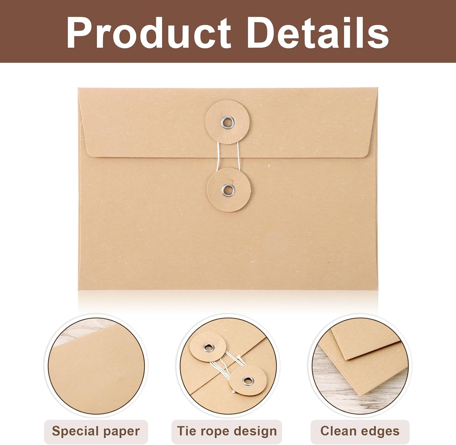 10 Pcs Brown Envelope 6.7x4.5 In Vintage Manila Envelope Inter Office Envelopes Document Organizer Pockets Project Pocket Envelopes with String Closure and Button for Mail Invitation Postcard Bills - Image 3