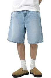 Mens Baggy Jean Shorts Loose Fit Vintage Wide Leg Jorts Y2K Streetwear Hip Hop Casual Denim Shorts