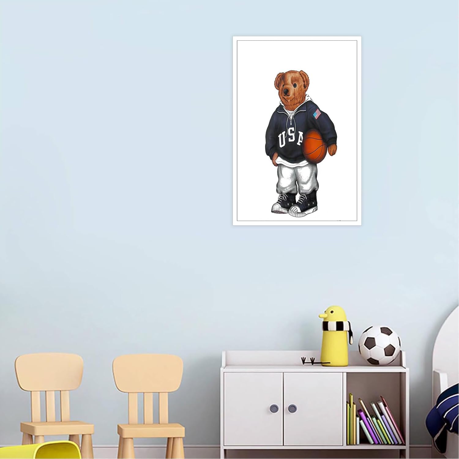 Trendy Bear Canvas Wall Art Funny Bear Playing Basketball Poster Minimalist Abstract Animal Magazine Pictures Prints Painting For Home Bedroom Dorm Apartment Wall Decor 8x12in Unframed - Image 7