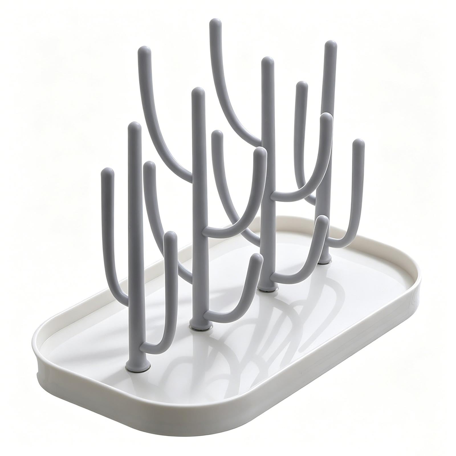 Tarpedrium Rastrelliere Asciuga Biberon, Scola Biberon, Senza BPA, Bottiglia Stendino con Puntoni Rimovibili, Scolabiberon, Porta Biberon per Biberons, Tazze, Tettarelle Accessori (Grigio)