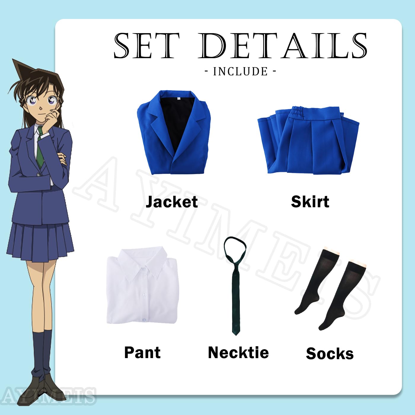 Mouri Ran Cosplay Costume Set Anime Detective Conan Cosplay Ran Mouri Uniforme Scolastica Natale Halloween Carnevale Party Stage Performance Costume Adulti S-XXL