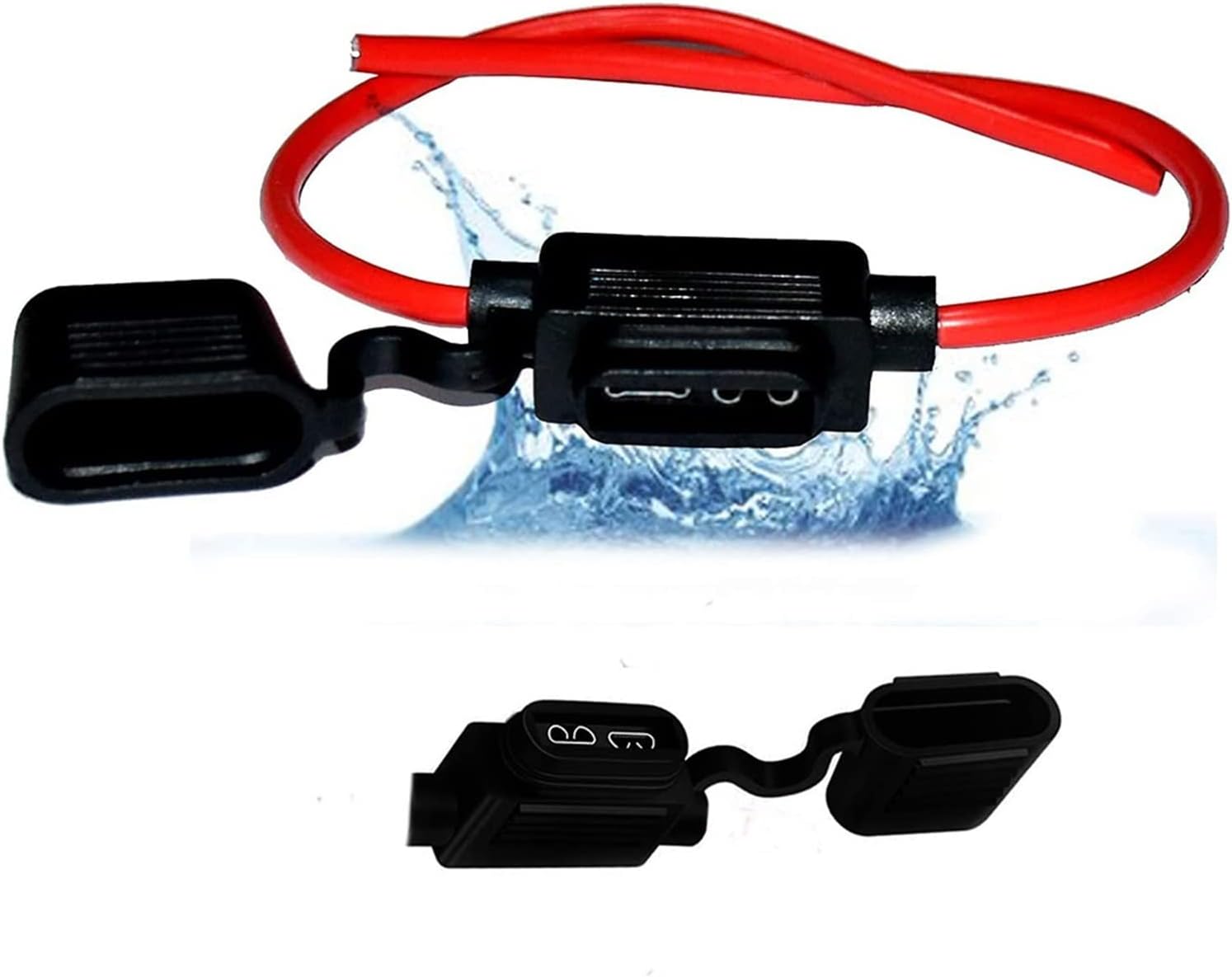 10 Gauge Inline Fuse Holder - 2 Pack Waterproof Pigtail with 2pcs 30AM & 40AMP Blade Fuse
