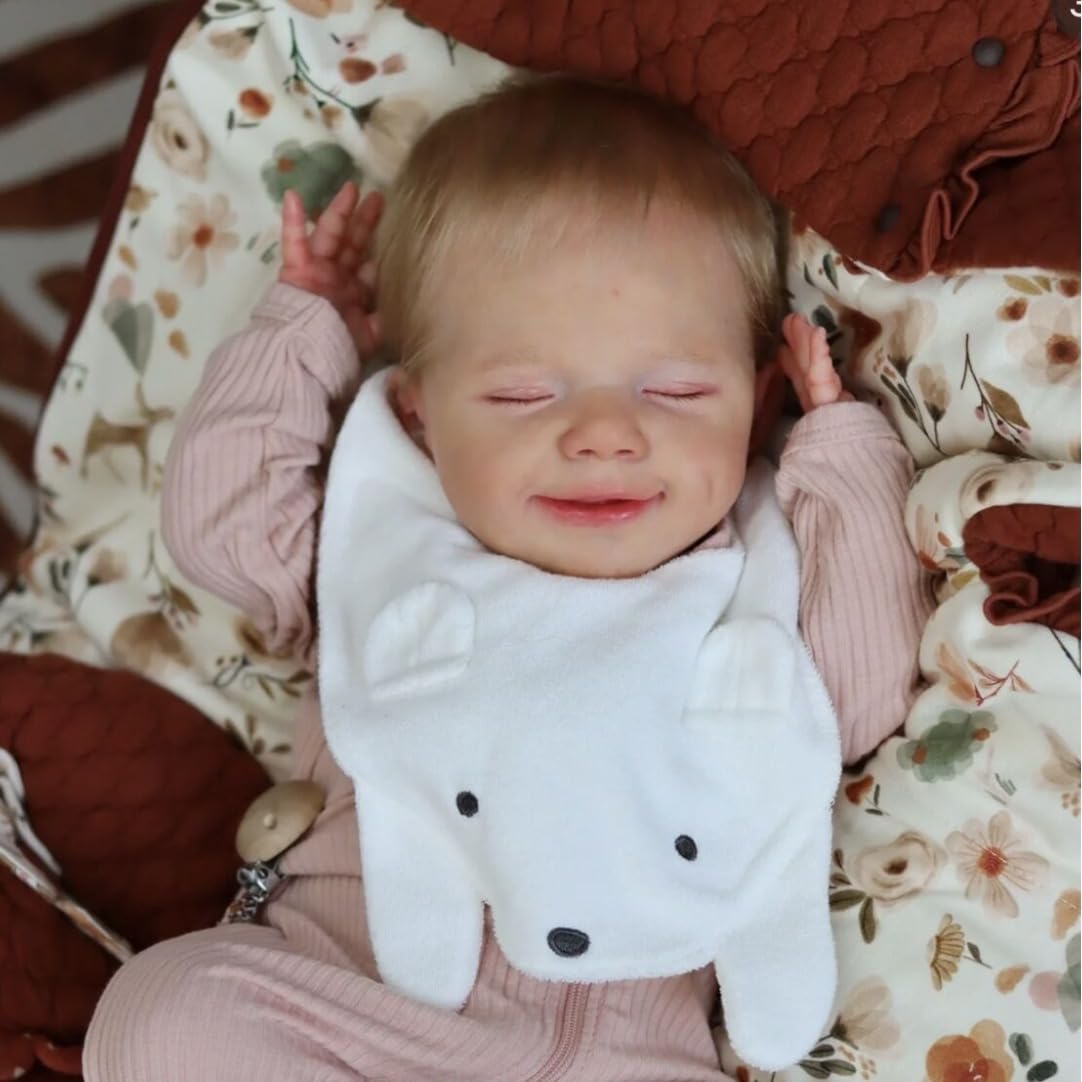 Puppe Reborn Puppen Mädchen hat den weichsten Körper Lebensecht Schlafend Babypuppen Silikon Reborn Babys Spielzeug Geschenk 22 Zoll