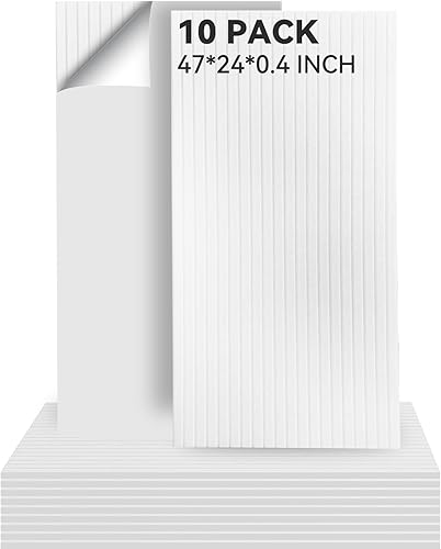 Paquete de 10 paneles acústicos, paneles de pared grandes de 47 x 24 x 0.38 pulgadas, paneles autoadhesivos que absorben el sonido, paneles a prueba