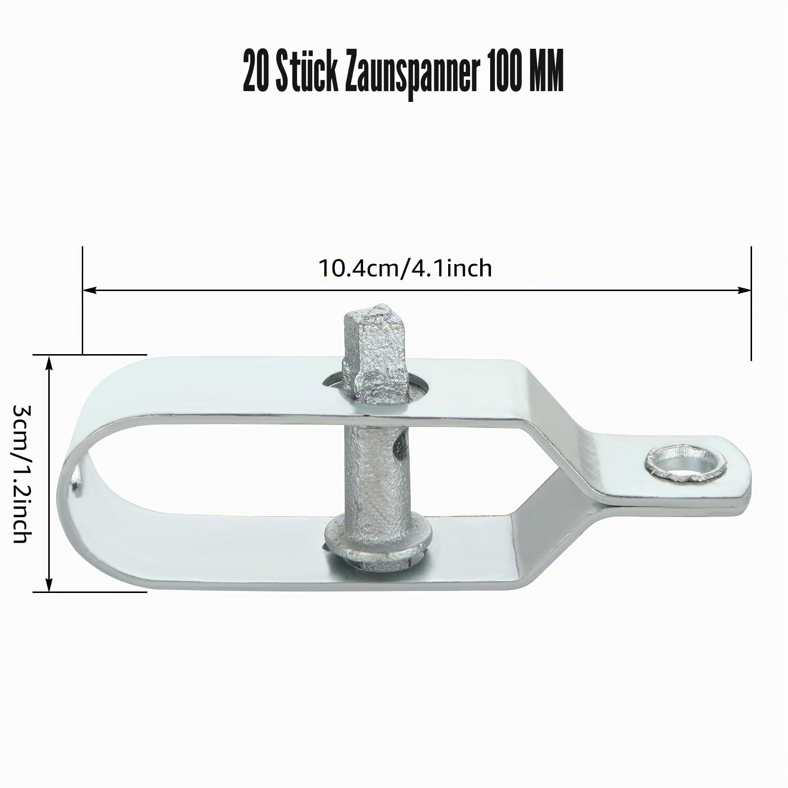20 Stück Drahtspanner Verzinkt, Zaundrahtspanner 100 mm, Spanndraht Maschendrahtzaun für Zaun, Garten, Stahldraht, Antenne, Wäscheleine