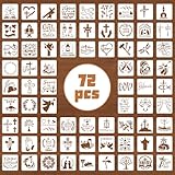 72 plantillas cristianas religiosas de 3 x 3 pulgadas para pintar, plantillas de pintura reutilizables con Jesucristo, cruz religiosa, ángeles, Dios, en madera, vidrio, tela, decoración de puerta de