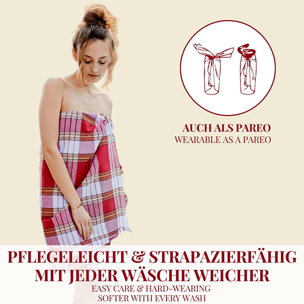 Carenesse Hamamtuch Classic 20er Set 80 x 170 cm Saunatuch rot kariert