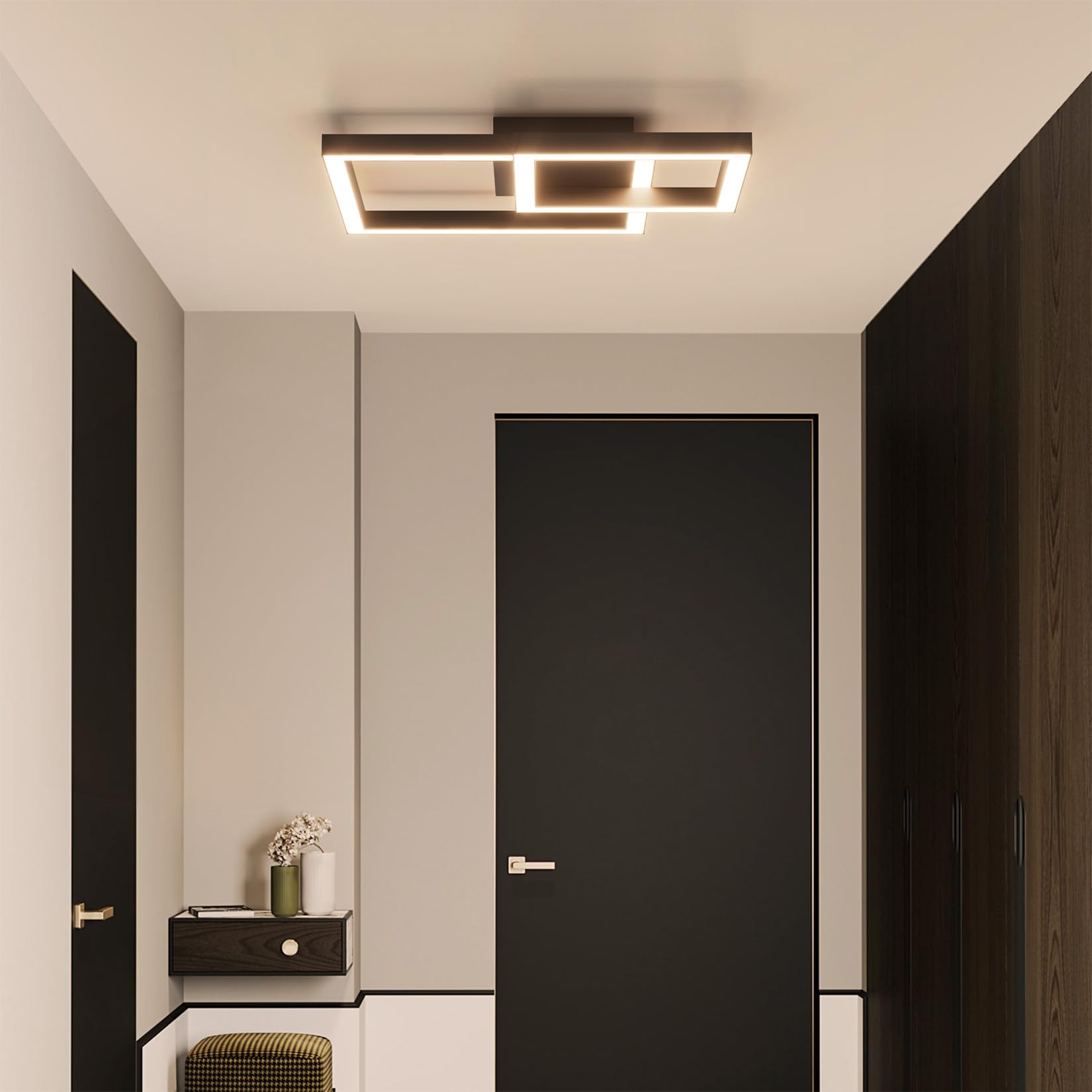 Klighten Lampa sufitowa LED, ściemniana, 35 W, z pilotem zdalnym, nowoczesne oświetlenie sufitowe do salonu, sypialni, kuchni, korytarza, 36 x 36 cm, 3000 K