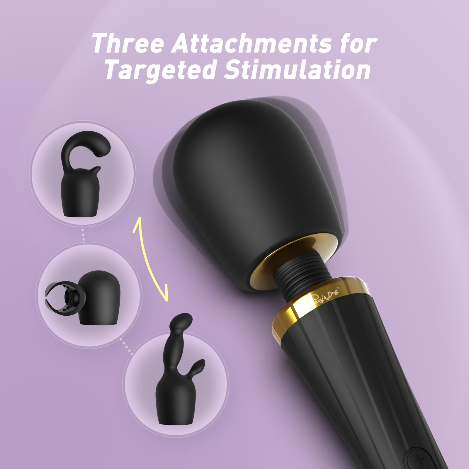Tracy's Dog Wand Vibrator Kit, Cordless Massager with 4 Silicone Attachments for Clitoral, G-Spot, Anal & Penis Stimulation, Adult Sex Toys Sets with 3 Speeds & 5 Patterns for Couples & Women Pleasure