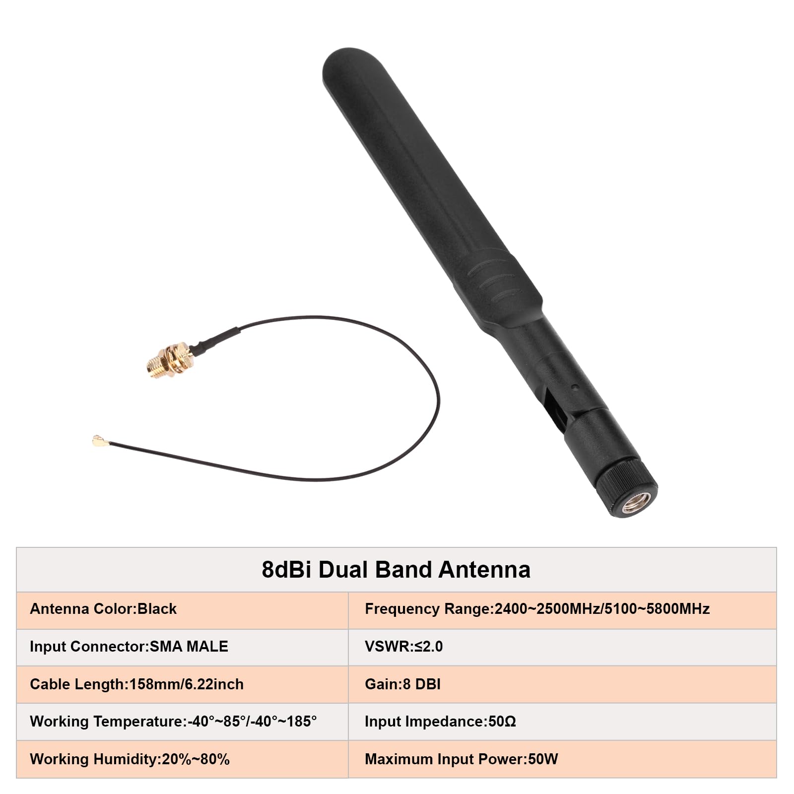 FORIOT ESP32-CAM WF+BT Development Board Enhanced with External Antenna Interface + OV2640 Camera Module 2MP + 8dBi Dual-Band Antenna + 20CM IPEX to RP-SMA Pigtail Cable