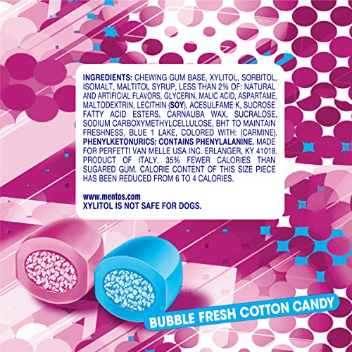 Mentos Sugar-Free Chewing Gum With Xylitol, Bubble Fresh Cotton Candy, 45 Piece Bottle (Bulk Pack Of 4) #TOP5