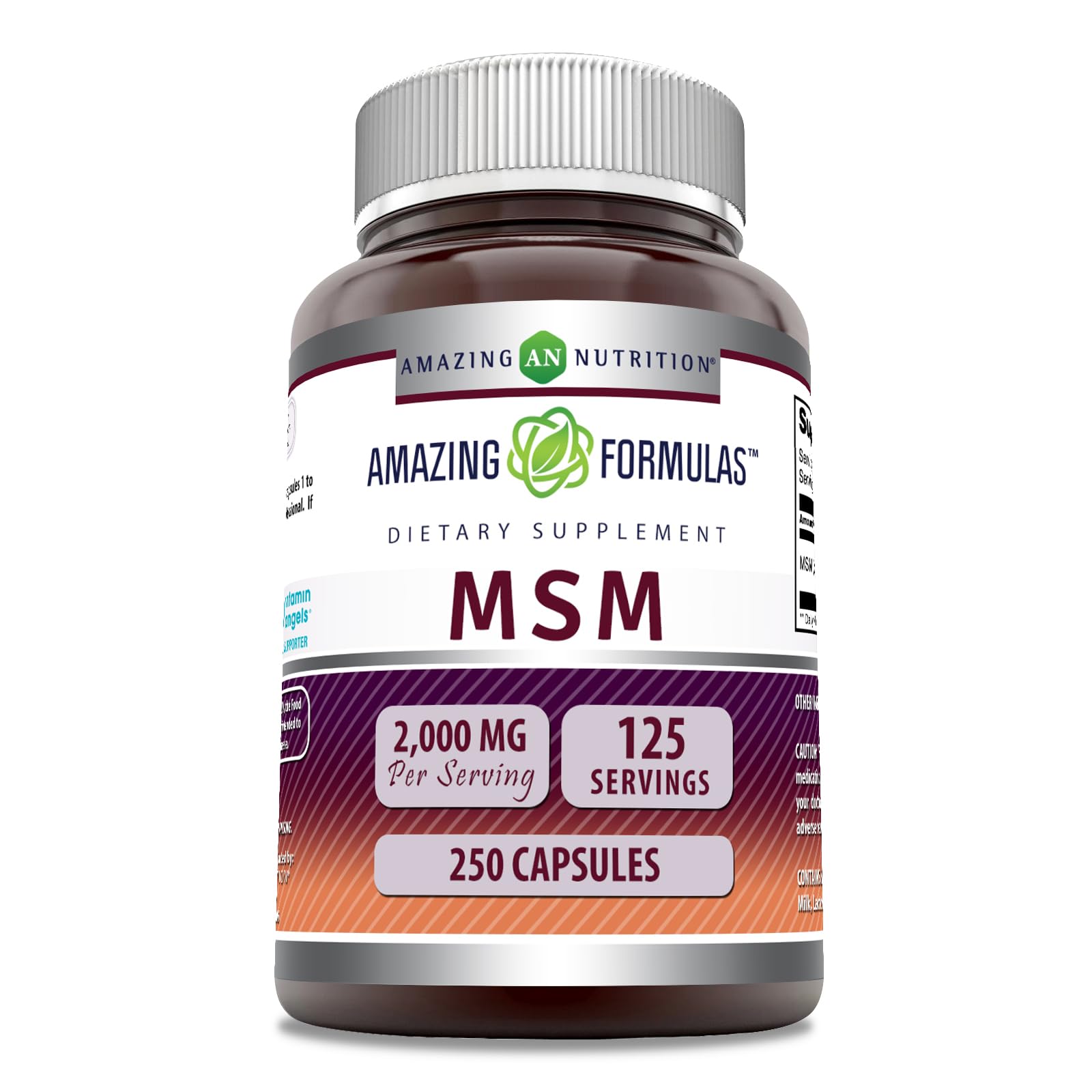 Amazing Formulas MSM (Methylsulfonylmethane) Supplement | 2000 Mg Per Serving | Capsules | Non-GMO | Gluten Free | Made in USA (250 Count | 1 Pack)