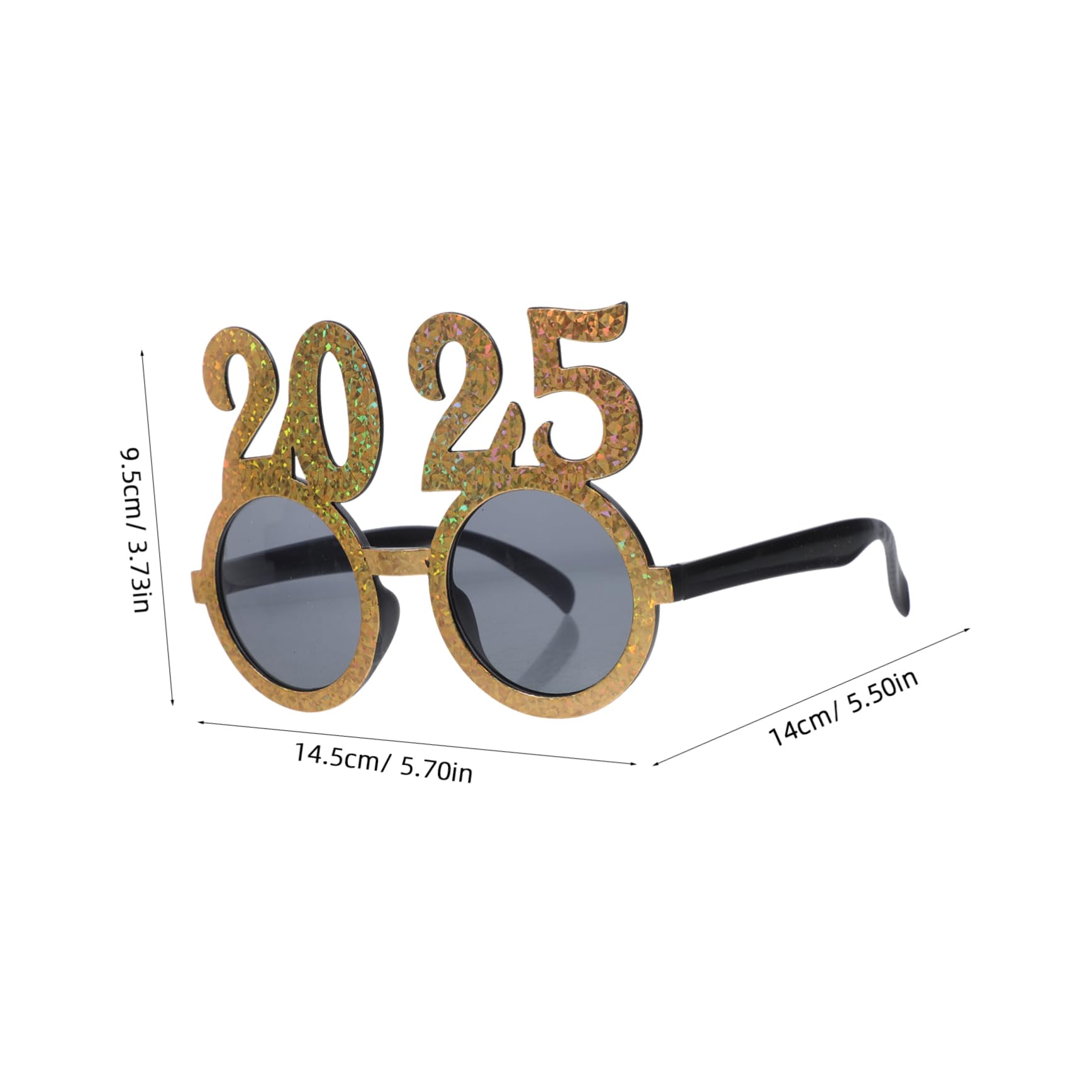 Veemoon 1 Pair Digital New Year Glasses 2025 Party Eyewear Funny Dress-up Glasses Gold Supplies