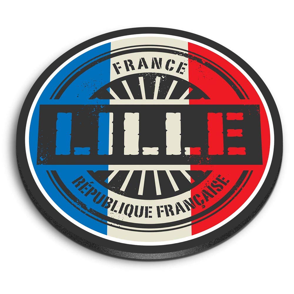 Destination Vinyl Ltd Multicolor 1 X Round Mdf Magnet - Lille France French Flag 6025