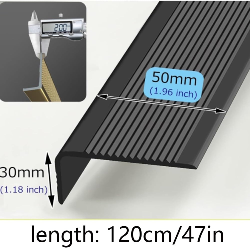 5 Piezas de Perfil de Aluminio para escaleras, Protector de Borde en Forma de L, moldura Antideslizante para escaleras de 2" de Ancho para escalones de baldosas/Madera (Gris, 120 cm x 47")