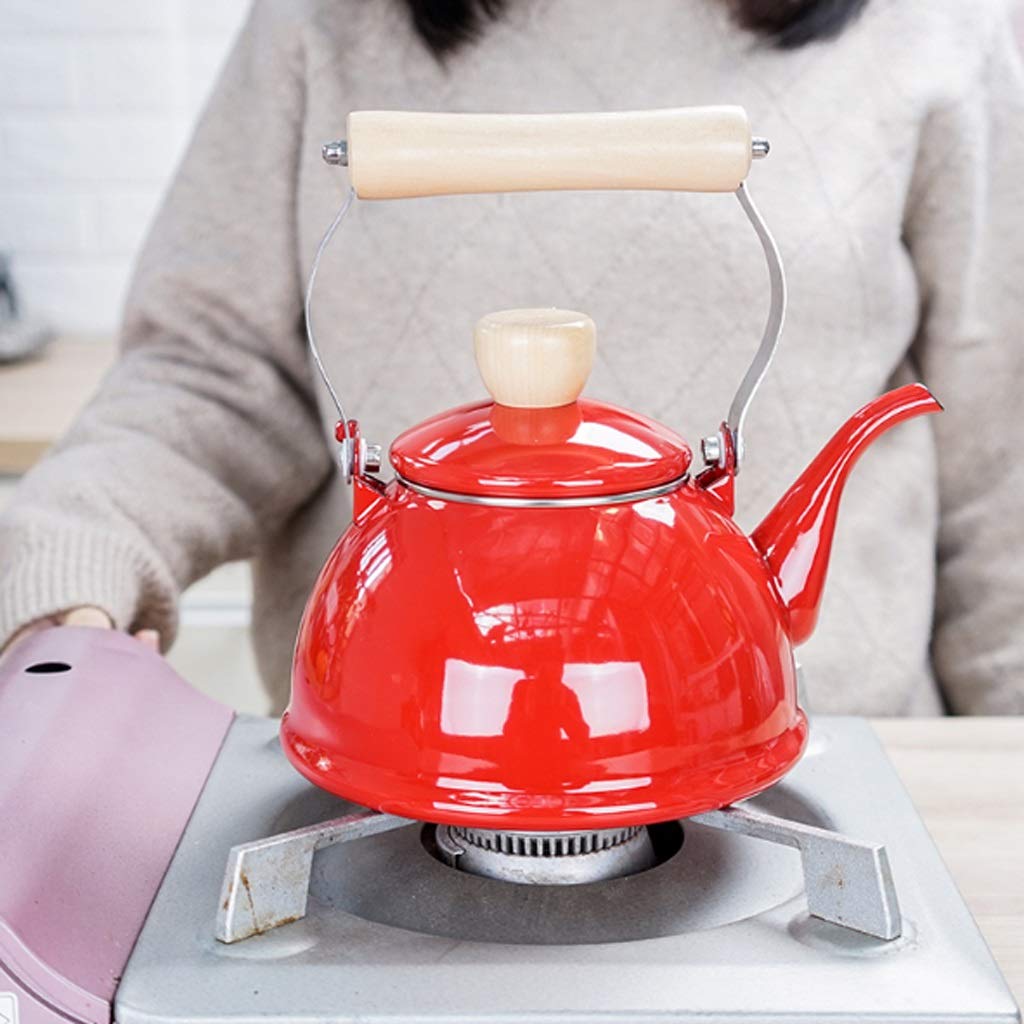 Amazon｜ケトルティーポット エナメルケトル厚い赤いやかんレトロスト
