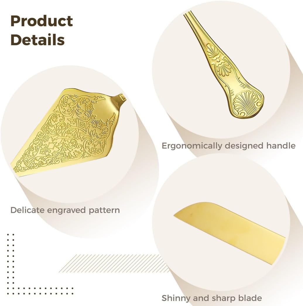 Stainless Steel Wedding Pie Cutter & Cake Server Set With Ergonomic Handle, Portable For Holidays And Events