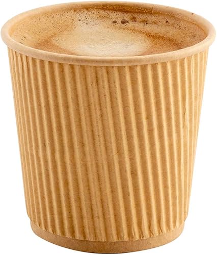 Vasos de café de papel aislado de pared corrugada, 4 oz , 4 onza, Kraft