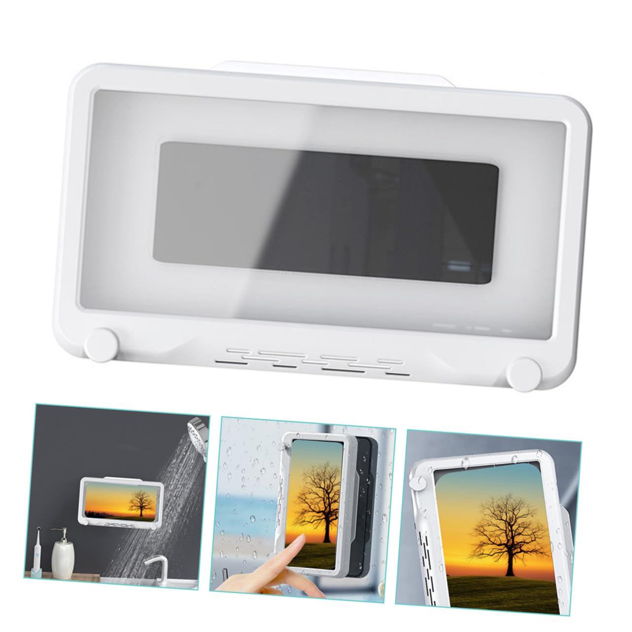 Mikikit 3stücke Dusch Handyhalterung Drehbar wasserdichte Wandmontage Für Smartphones Lochfreies Design Für Badezimmer Mit Aromatischer Funktion Elegantes