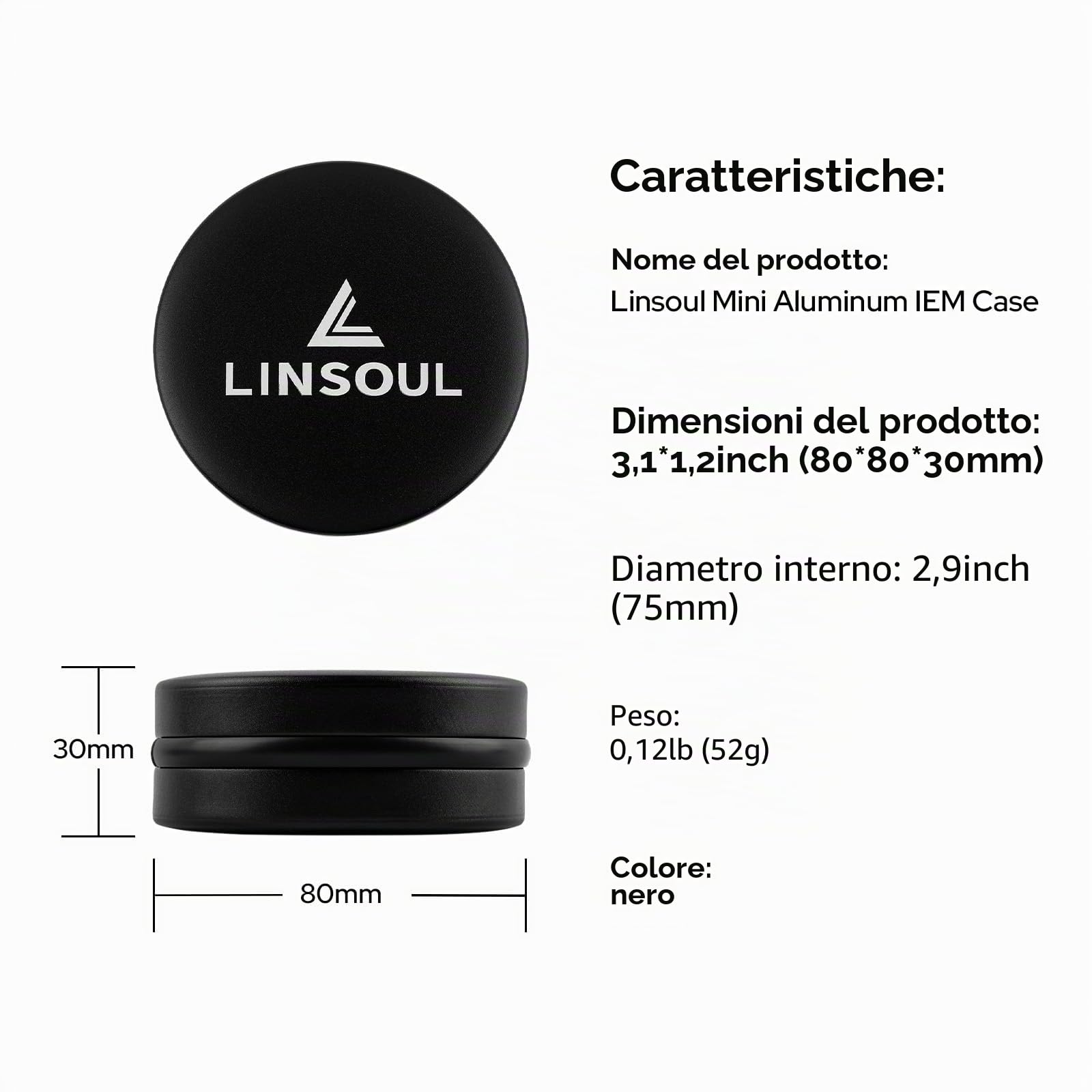 Linsoul Mini custodia portatile in alluminio per auricolari, protettiva, antipolvere, resistente all'acqua, antiurto, per T2/T3/T2PRO, KZ ZS10/ZS10 PRO/AS10/ZSN/ZSN PRO