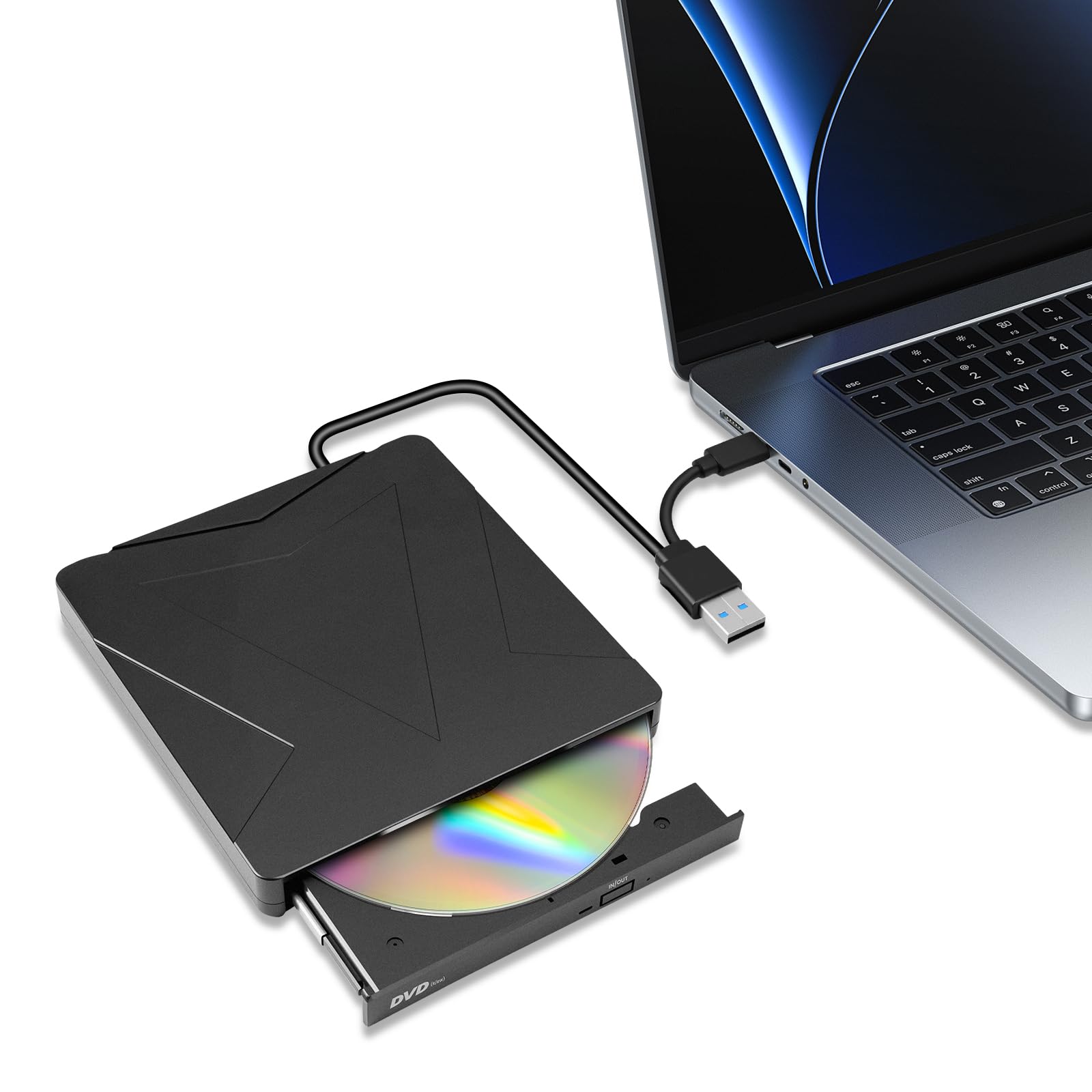 external dvd cd drive, usb 3.0 & type-c portable cd dvd +/-rw burner optical drives cd rom/dvd drive external for pc laptop desktop macbook windows 7/8/10/11/xp linux/mac