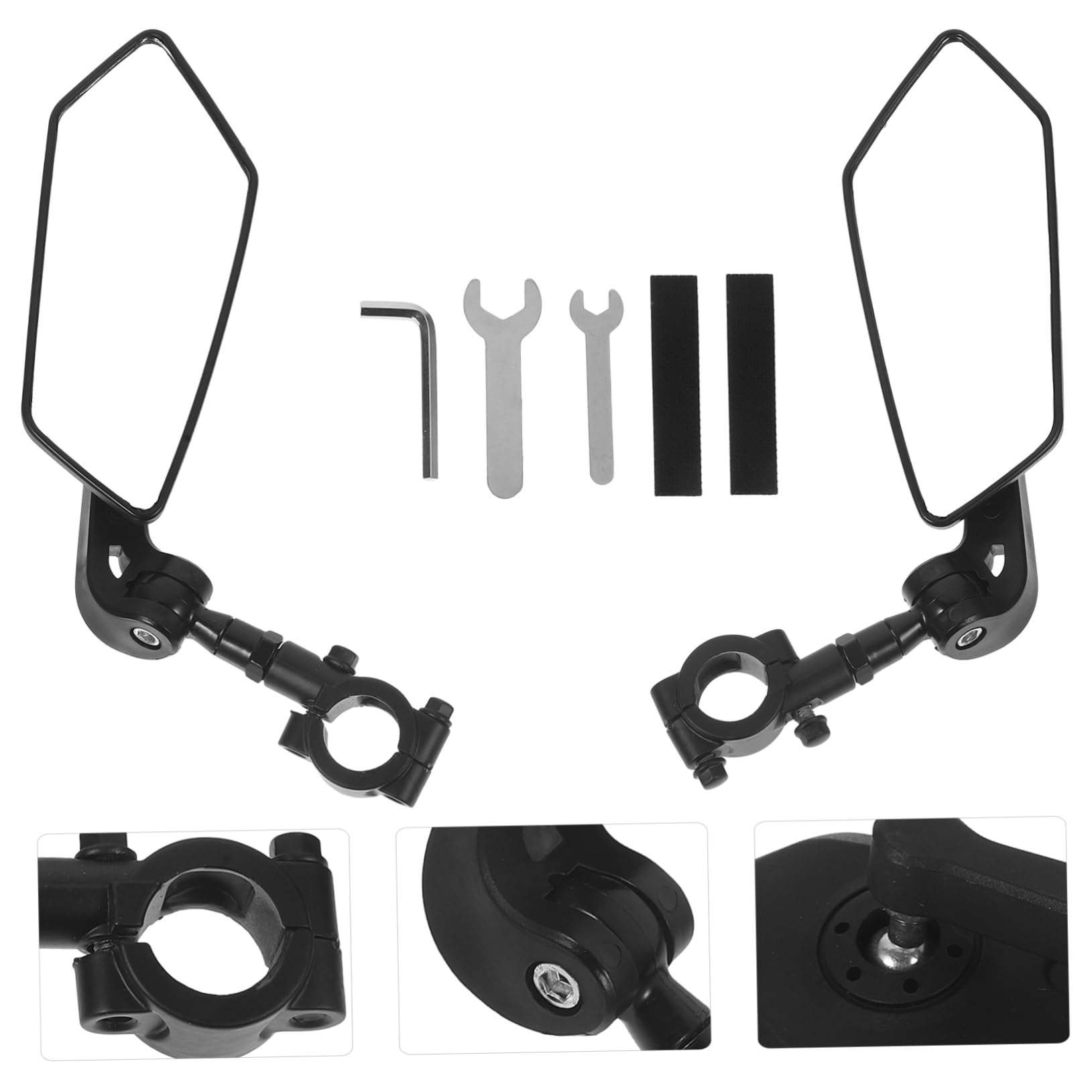 BESPORTBLE Specchietti Retrovisori Laterali per Bicicletta e Bici Elettrica, 2 Pezzi, Plastica Nera, Altezza Regolabile, Facili da Installare