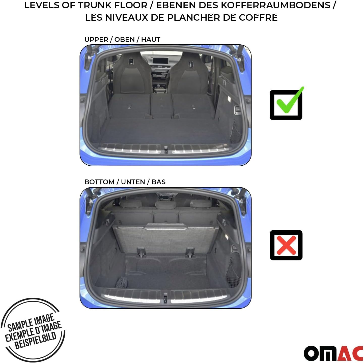 OMAC Cargo Mats Liner for Kia NIRO 2017-2022 Black All-Weather TPE