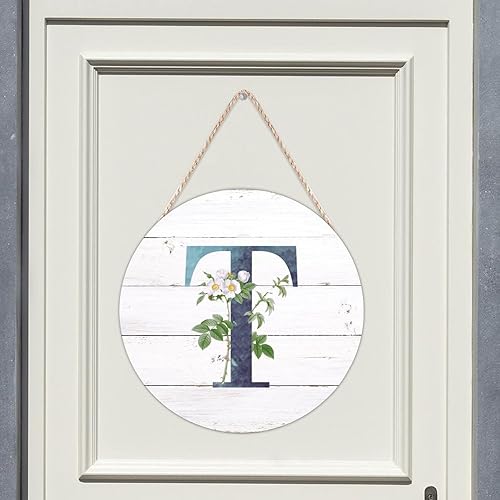 Vista 88 de Welcome Sign for Wall Initial Letter C Blue Round Wood Signs Monogram White Floral Wood Plaque Fresh Flowers 12in Mid Century Home Wall Decor for