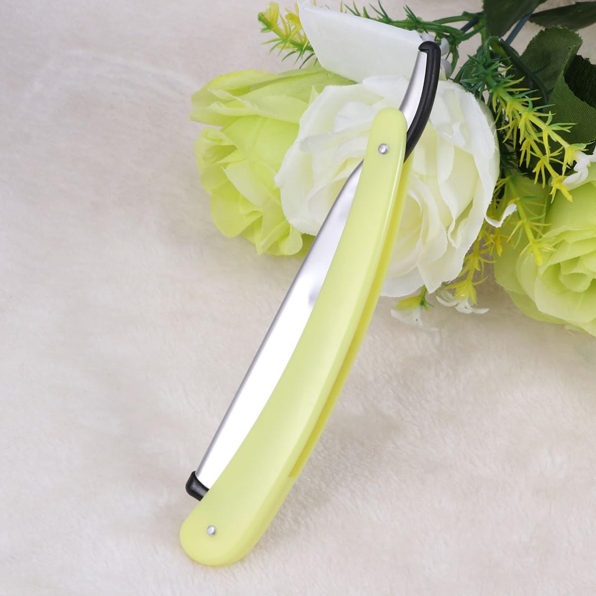 Foldable Straight Razor for Beard and Short Hair, Yellow