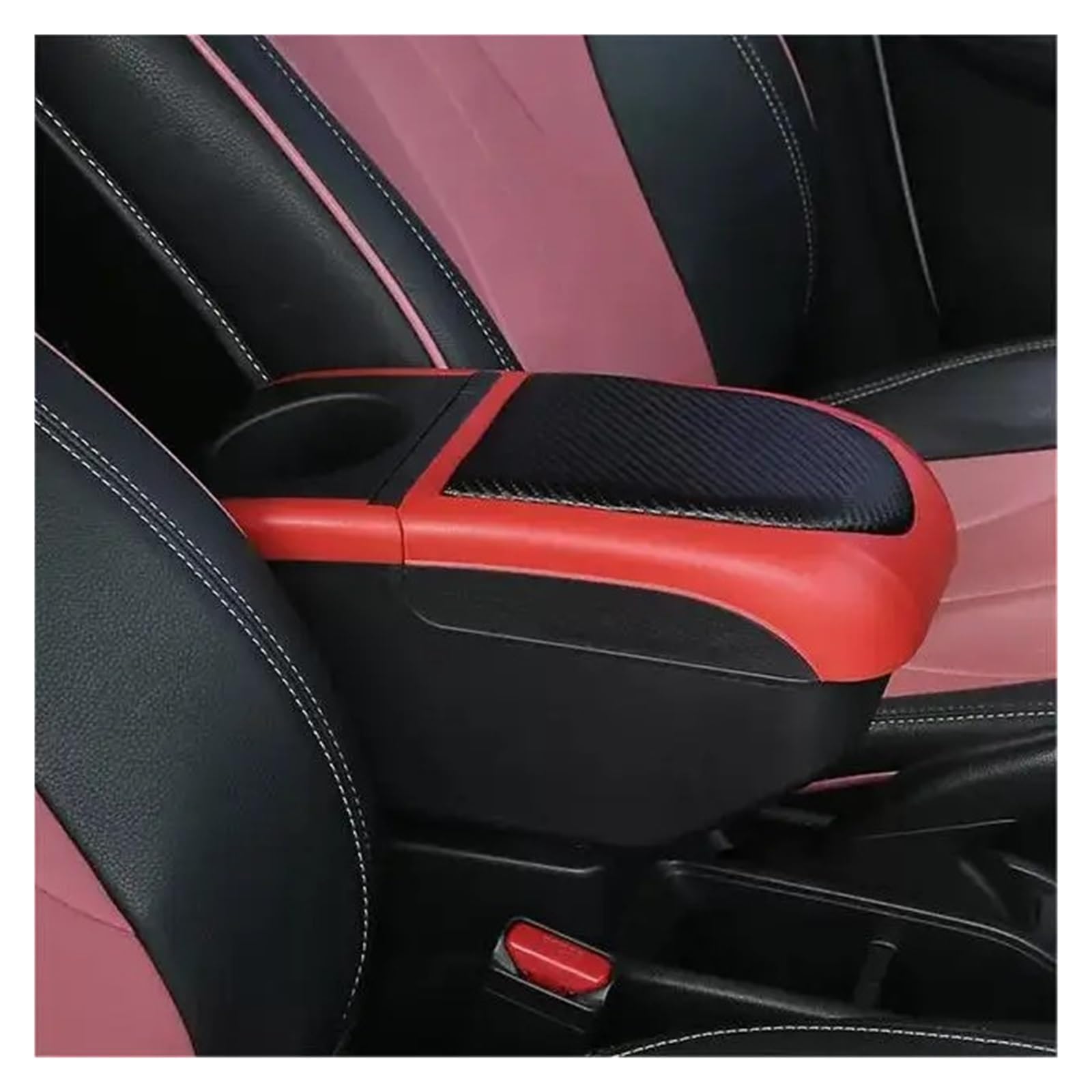 Umdjju Black Red Color For Hyundai For I10 Hb20 2013-2024 Armrest Box Center Storage Car Centre Console Armrest Box(Black Red Color)