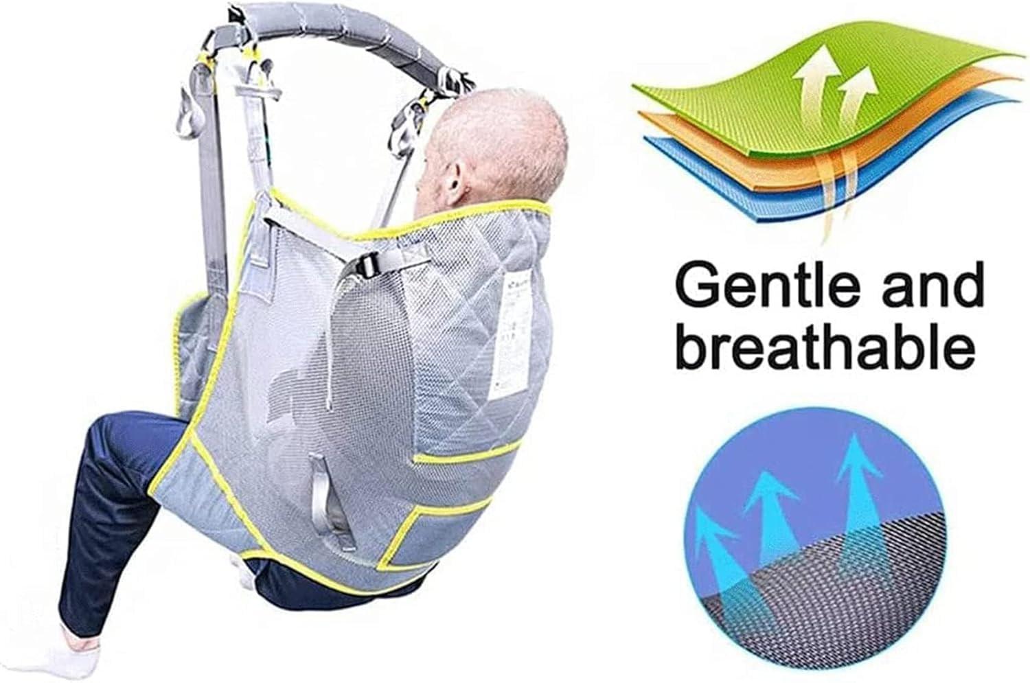 Elevador de cabestrillo para pacientes, correa de malla de seguridad médica para transferencia de pacientes de cuerpo completo, transferencia de cama y uso en ducha